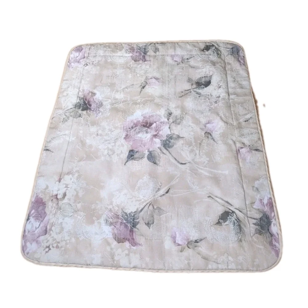Vtg USA Croscill Floral 2 Pillow Shams Standard Sz 21/27 Cream Jacquard Script
